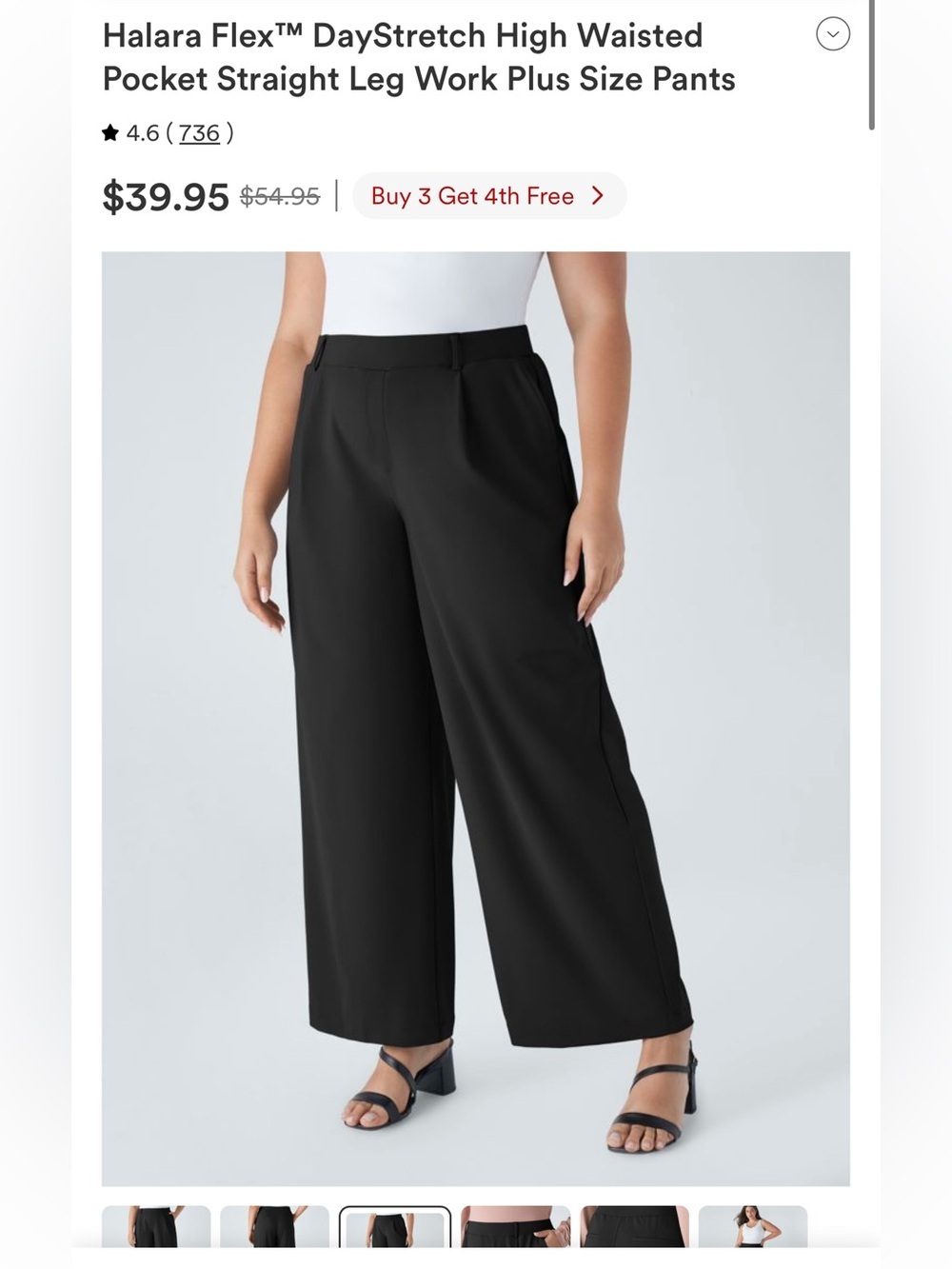 HALARA Work Pant Stretchy High-Waist Wide Leg Pants Plus MSRP $55